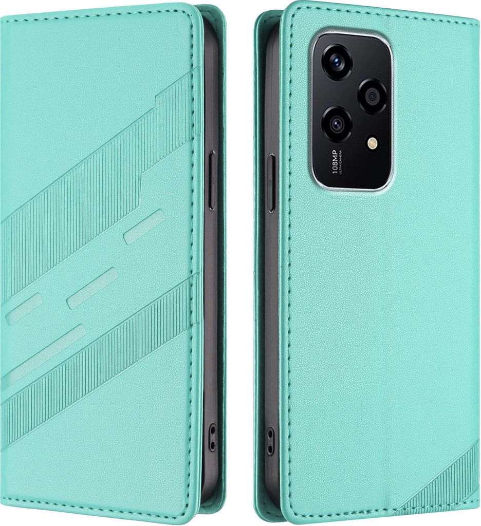 Hülle für Honor 200 Lite, Kunstleder Brieftaschen Handyhülle mit Kartenfach und Standfunktion Türkis