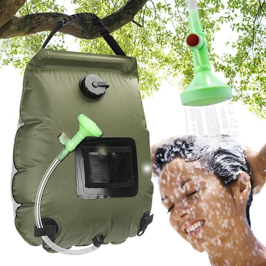 Tragbare Solardusche Outdoor, 20L Campingdusche Solar Wassersack Heizung Camping Dusche Tasche mit Duschkopf, Warmwasser Duschsack, Campingdusche