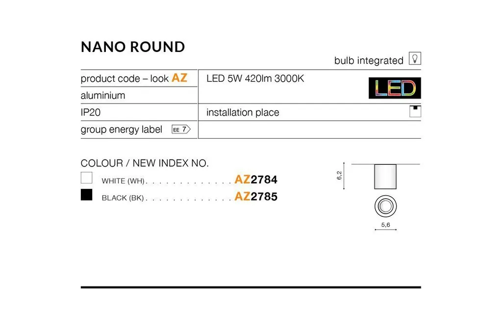 Spot saillie Nano Round AZ2784 - Solution plafond plein sans encastrement