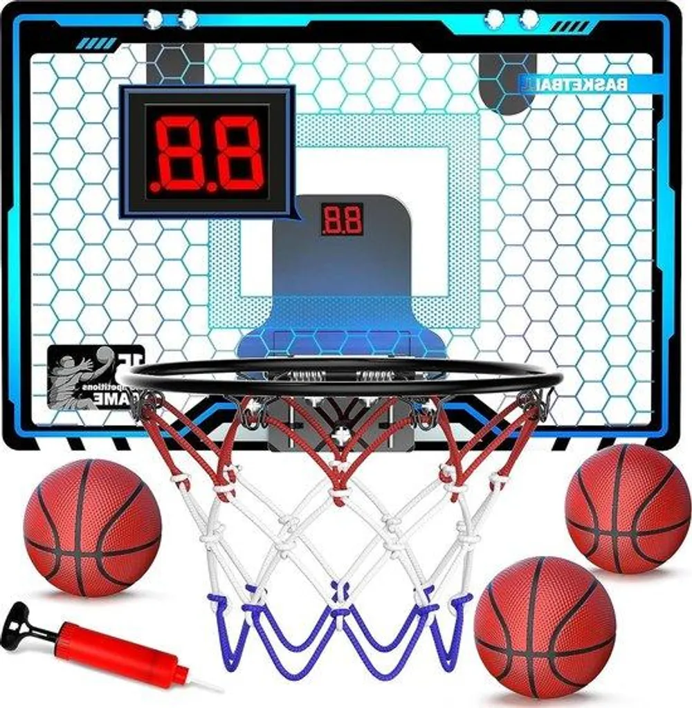 Panier de basket pour chambre d'enfant avec scoreur et LED série Sport