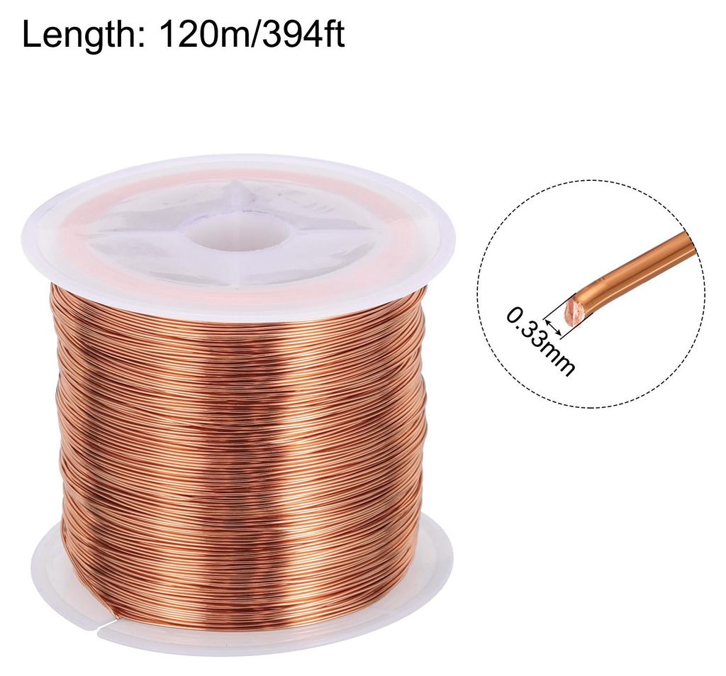 0,33 mm Magnetdraht 394 ft emaillierter Kupferdraht emaillierter Magnetwicklungsdraht Spule 100 g 155 ¡ãC fš¹r Transformatoren und Induktoren