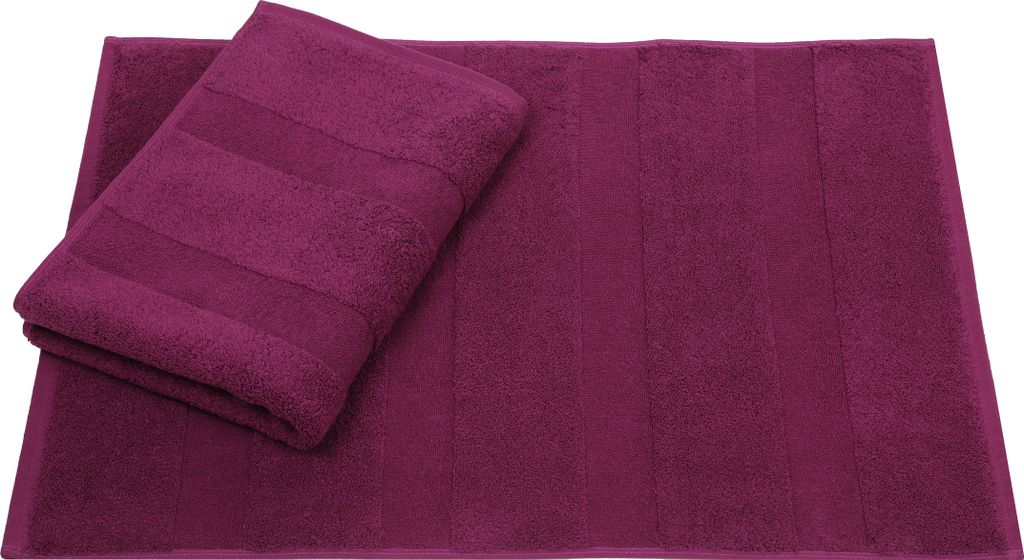 Betz 2 Stück Badvorleger 50x70 cm DELUXE Badematte Badteppich Duschvorleger 100% Baumwolle 680g/m² Farbe: pflaume