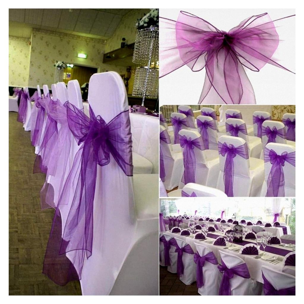 10 Stück Organza Stuhlschärpen Schleifen Bänder für Hochzeiten, Geburtstagsfeiern und Bankettdekoration 18 x 275 cm Weiß