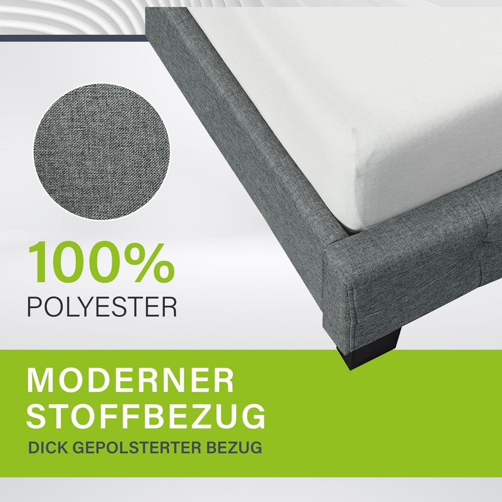 Juskys Polsterbett Manresa 90 x 200 cm - Bett mit Produktbild 5