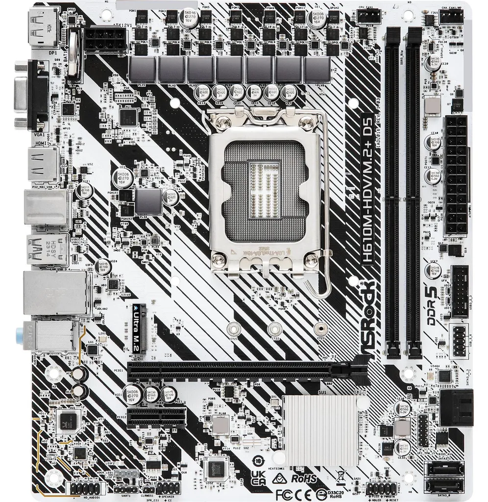 PC Bureautique Fluide avec ASRock H610M-HDV/M.2+ D5 Socket LGA1700