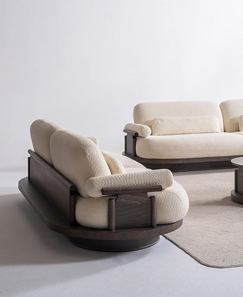 Moderner Braun-Beiger Dreisitzer s Polstersofa Edle Couch