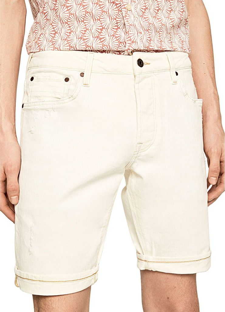 Herren Pepe Jenas Stanley Denim Shorts ecru vor dem Knie W32