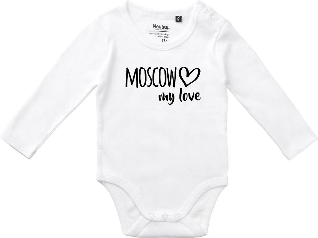 Huuraa Unisex Babybody Moscow my love Geschenk Größe 74 White Baumwolle Fairtrade Moscow Aufmerksamkeit