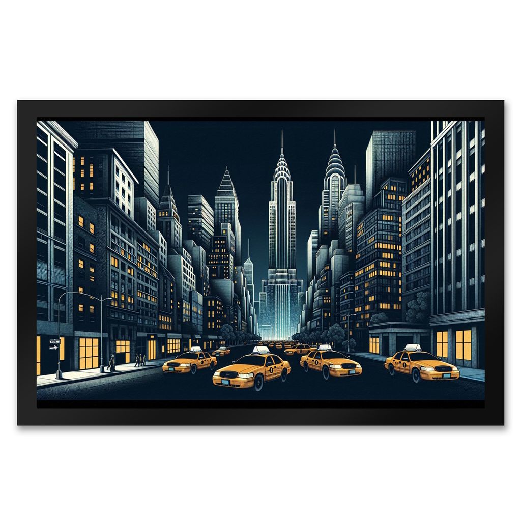 New Yorker Häuserschlucht und Taxis Fußmatte XXL in 50x75 cm