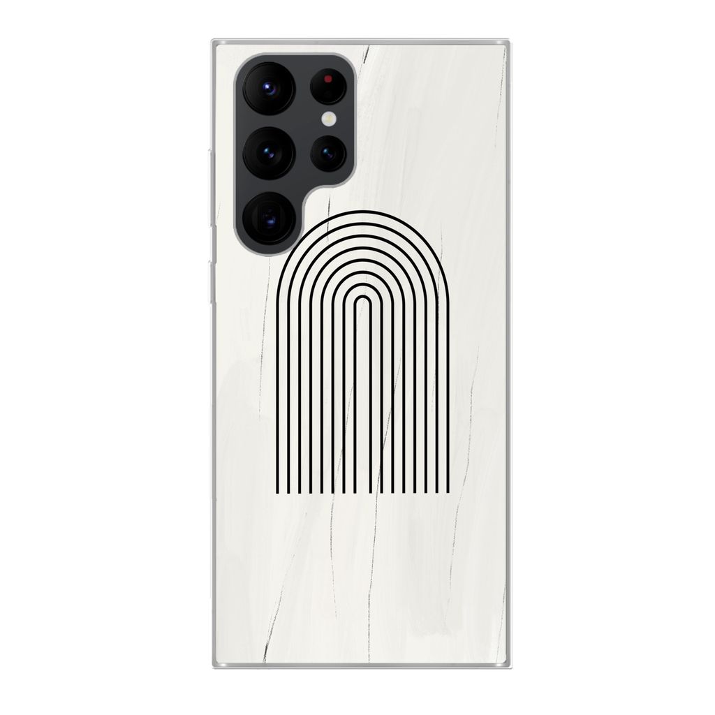 MuchoWow Handyhülle Schutzhülle Hülle für Samsung Galaxy S22 Ultra Farbe - Regenbogen - Schwarz - Weiß Silikon Softcase Handy Hülle - Abbil...
