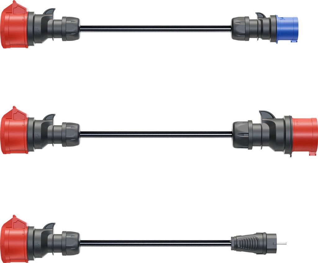 go-e Adapter-Set zu Wallbox Gemini flex 11kW für Haushaltssteckdose, CEE blau 16A, CEE rot 32A