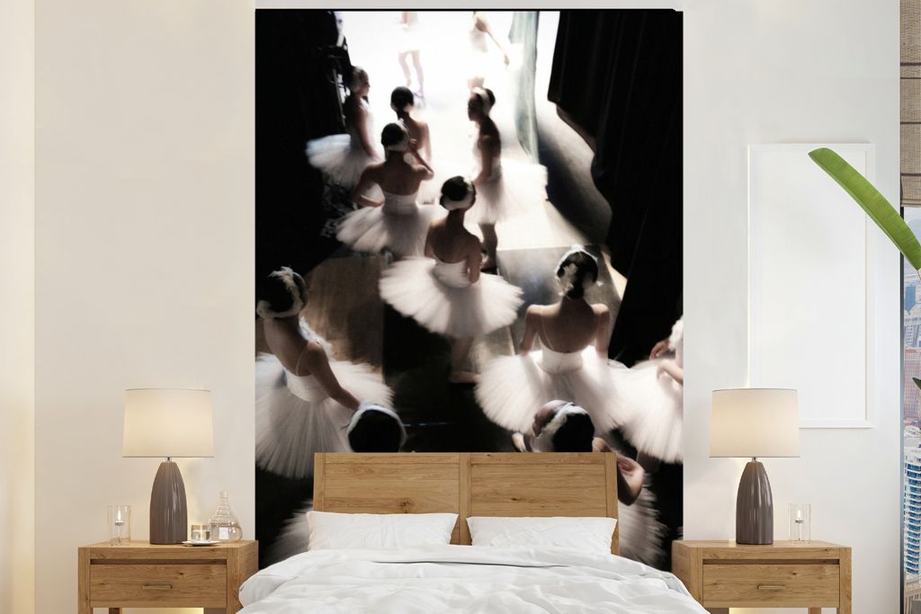 MuchoWow Fototapete für Wohnzimmer oder Schlafzimmer Wandtapete Vinyl Motivtapete Ballett - Ballerina - Tanz - 145x220 cm - Wanddekoration