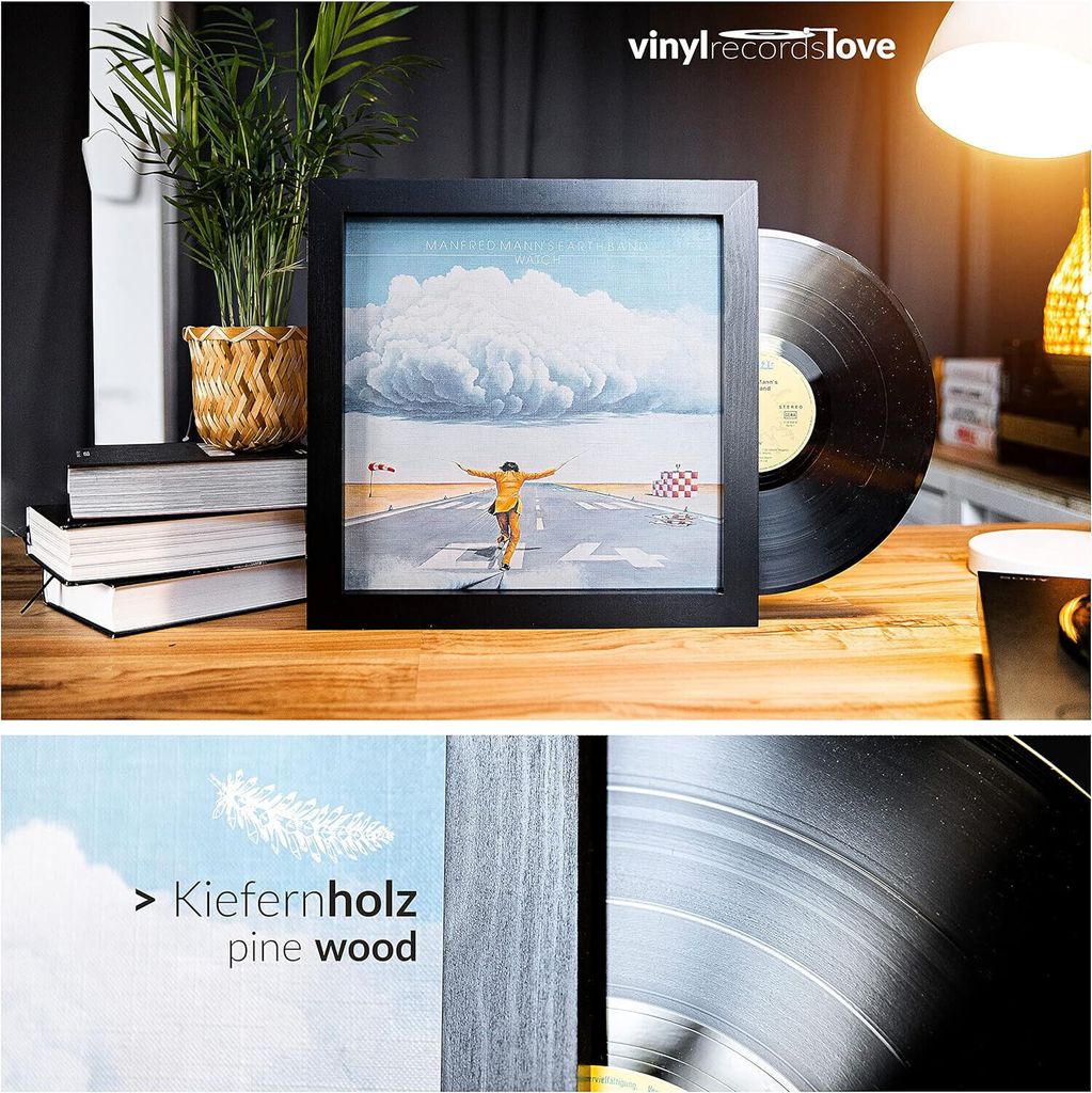 Schallplattenrahmen 2er Set Vinyl schwarz Holz Rahmen Produktbild 5