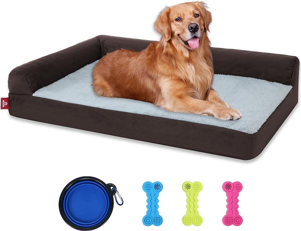 Orthopädisches Hundebett mittelgroße Hunde-76x51x18cm Memory Foam Hundekorb Mittelgroße Hunde waschbares Hundecouch Hunde Bettchen, Dunkelbraun,...