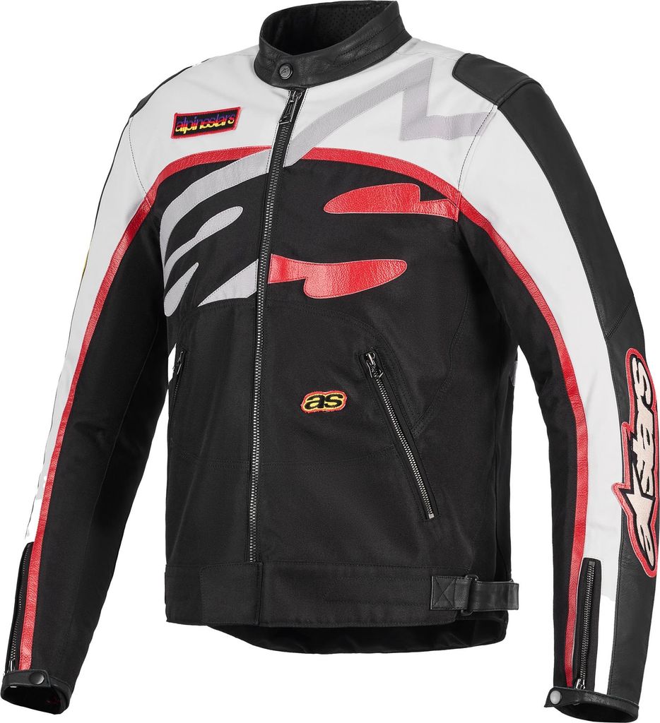Alpinestars Axton wasserabweisende Motorrad Textiljacke, schwarz/weiß/rot, M
