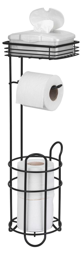 Support de papier toilette sur pied 3 en 1 WENKO Noir Acier Image du produit 