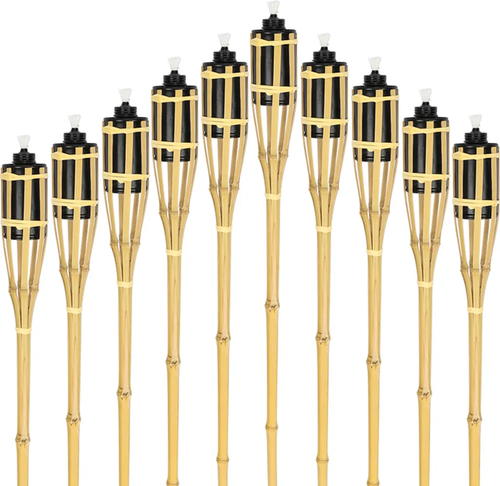 TolleTour Lot de 20 Torches de Jardin en Bambou 90cm avec Mèche Coton