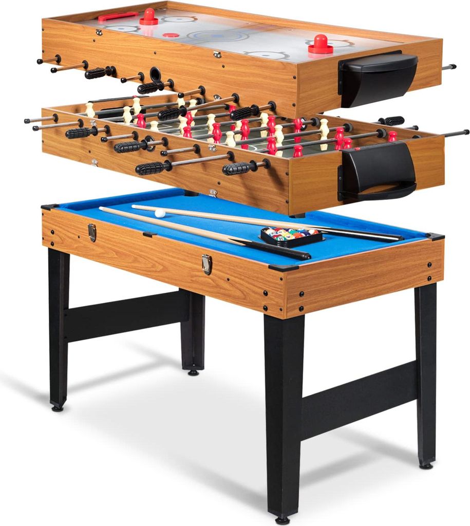 GOPLUS Multifunktionale Spieltische, 3 in 1 Tischkicker inkl. Billardtisch & Tischtennis & Airhockey Tisch, Kickertisch mit komplettem Zubehör