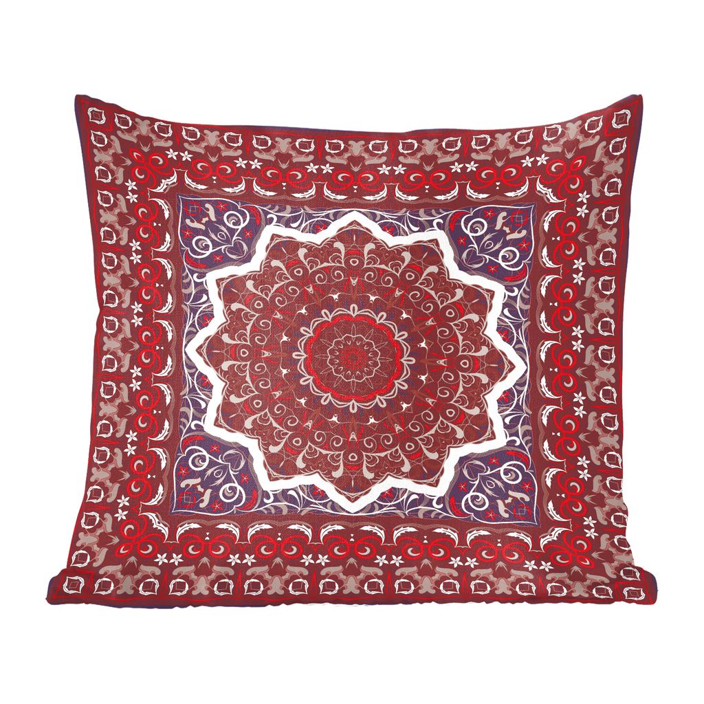 MuchoWow Zierkissen Sofakissen Wohnzimmer Dekokissen 60x60 cm Persischer Teppich - Mandala - Rot - Sitzfläche - Foto Polster