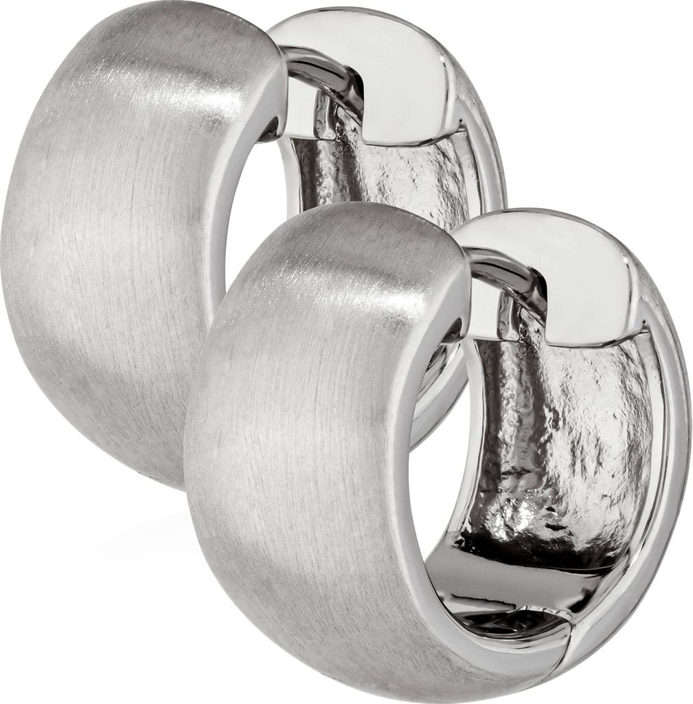 Paar 925er Sterlingsilber Klappcreolen Ohrringen 14mm Matt Produktbild 