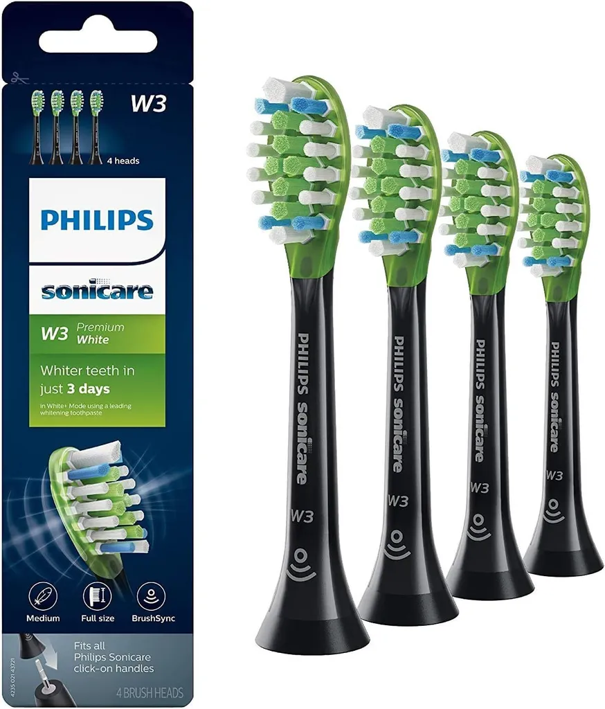Brossettes de rechange Sonicare W3 Premium White Noir - Lot de 4