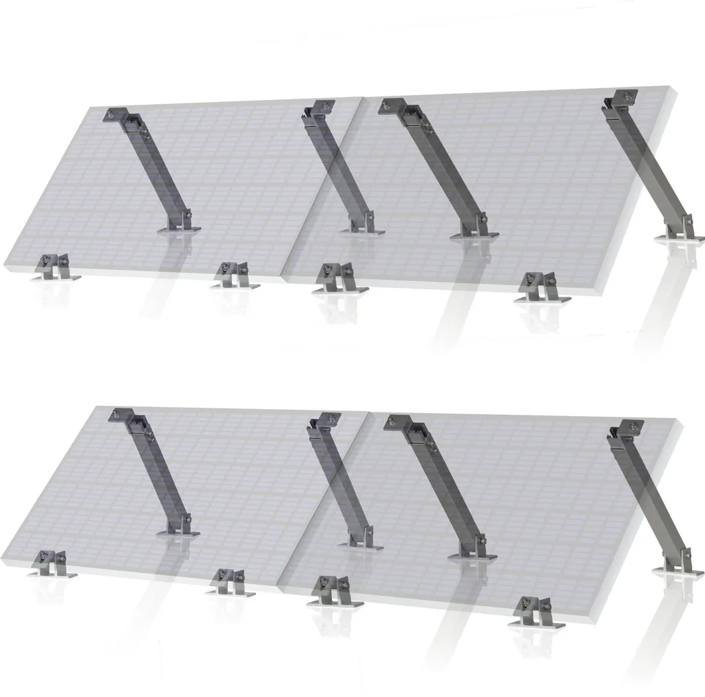 Support solaire inclinable pour toit et jardin, fixation de 4 panneaux