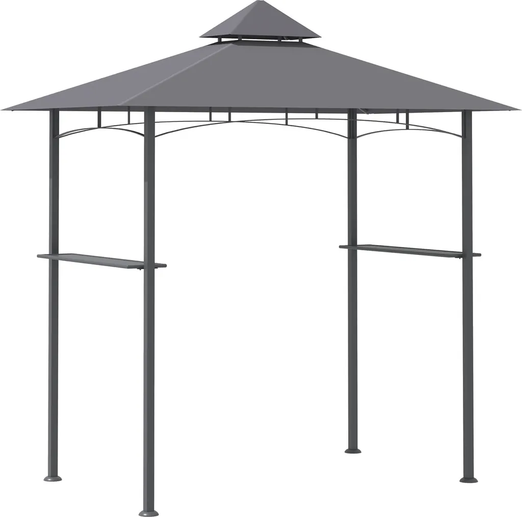Pavillon de jardin gris Fortuna Lai à double toit ignifuge 245x148 cm