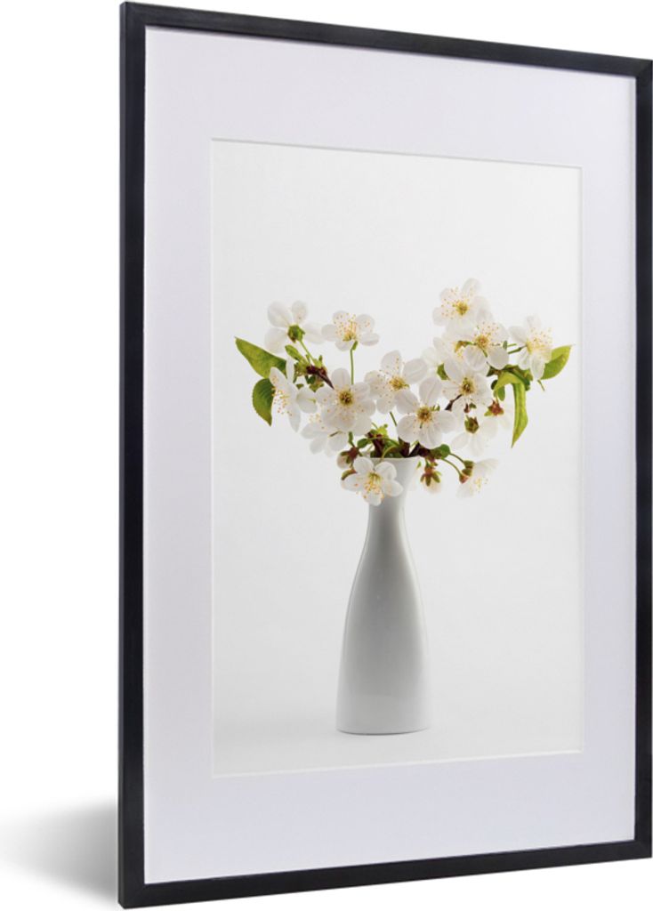 MuchoWow Gerahmtes Poster Stillleben - Vase - Blumen 40x60 cm - Poster mit Schwarzem Bilderrahmen Wandposter Rahmen Foto Bilder - Poster in Rahmen
