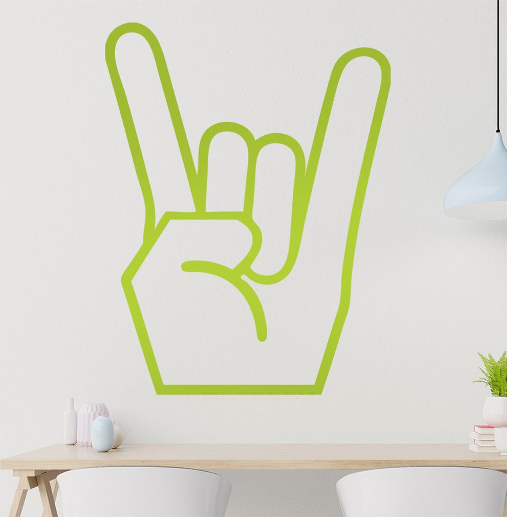 Hörner Handgruß Wandtattoo in 6 Größen - Wandaufkleber Wall Sticker - Dekoration, Küche, Wohnzimmer, Schlafzimmer, Badezimmer