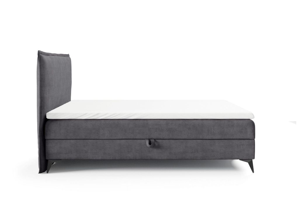 Boxspringbett 160 cm x 200 cm K16 SLIM mit Bettkasten, Samt Element 12, Bonellfederkern H3, Massivholz, gepolstertes Kopfteil,LieferungWohnung