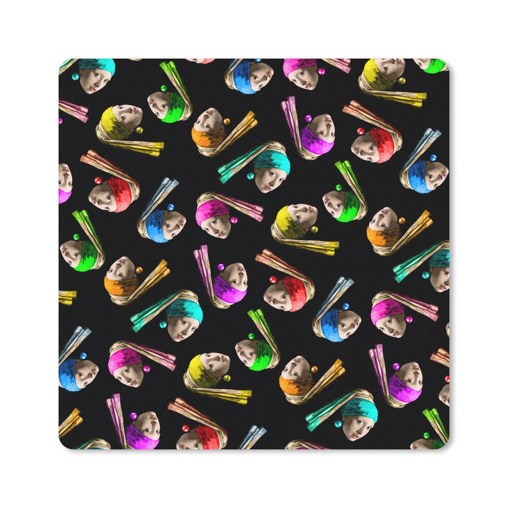 MuchoWow Mauspad Mousepad Das Mädchen mit dem Perlenohrring - Schnittmuster - Vermeer 30x30 cm - Mousepads - Maus Mat - Pad - Mausunterlage - Ga...
