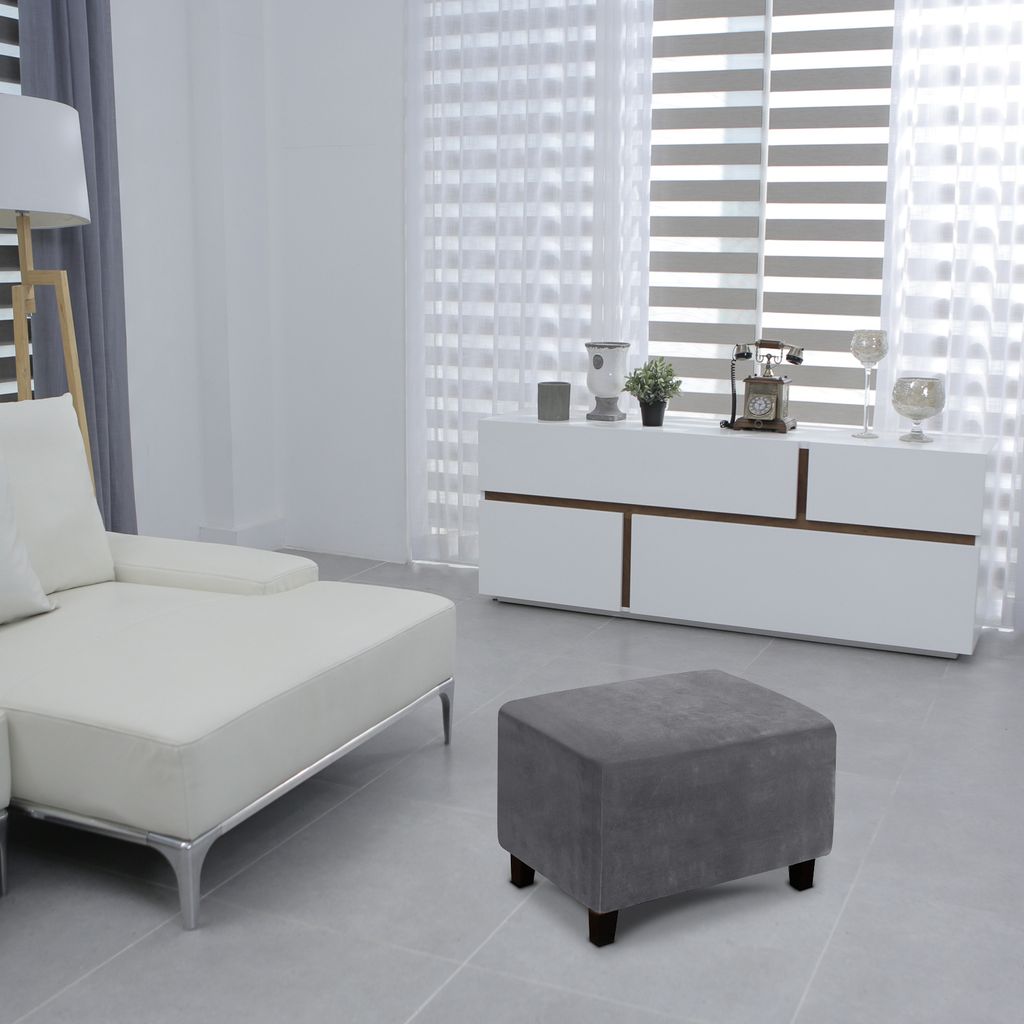 Stretch Ottomane Bezug Hocker Hussen Fußhocker Schutzbezüge Produktbild 4