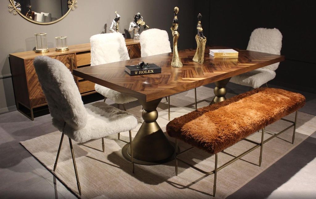 Esszimmer Set Esstisch 4x Stühle Sitzbank Modern Set Luxus Essgruppe