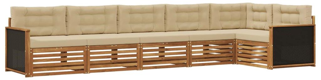 vidaXL Outdoor-Sofagarnitur 6 pcs Natur und Beige 406 x 168,5 x 73 cm