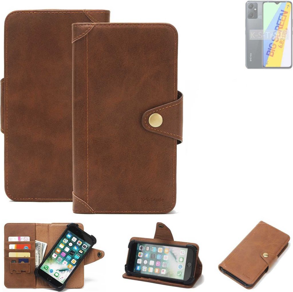 K-S-Trade Handyhülle kompatibel mit Infinix Smart 6 Plus X6823C Schutz Hülle Walletcase Bookstyle Tasche Case Handytasche Wallet Flipcase Cover PU