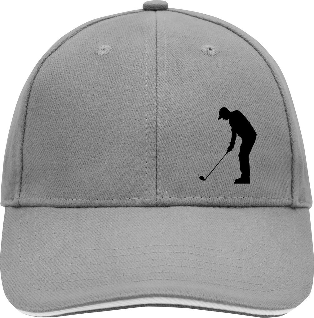 Huuraa Cappy Mütze Golf Silhouette Dark Grey/White Baumwolle 6-Panel Kappe Geschenkidee