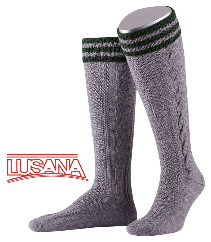 Lusana Trachtenstrümpfe handgekettel in grau