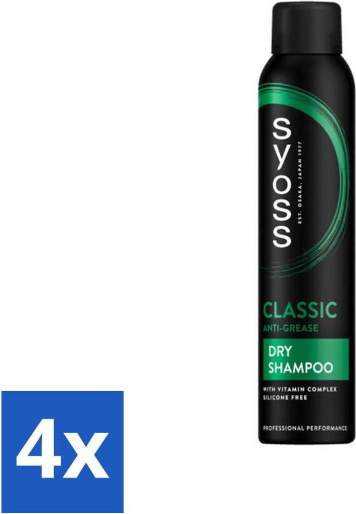 SYOSS AntiGrease Trockenshampoo – Shampoo – Langanhaltendes Styling – 200 ml - Vorteilspack - 4 Stücke