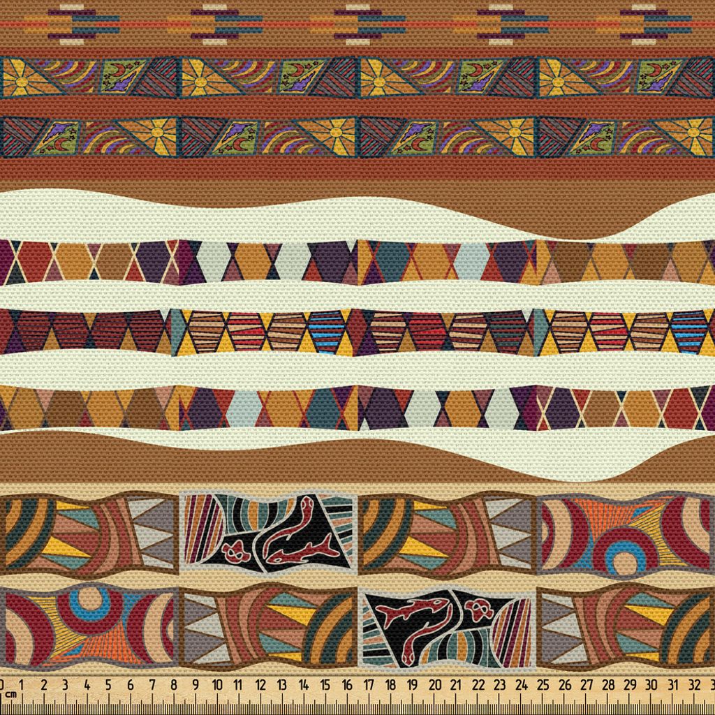 ABAKUHAUS Stammes Gewebe als Meterware, Traditionelle afrikanische Folk mit Cultural Featured Trippy Icons Boho Abstract Design, 3 M (148 x 300 cm)...