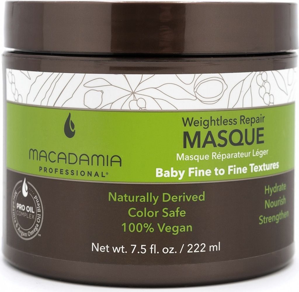 Macadamia Weightless Moisture 222ml, 222 ml, Unisex, beschädigtes Haar, trockenes Haar, Gefärbtes Haar, Feuchtigkeitsspendend, Nährend, Reparatu...