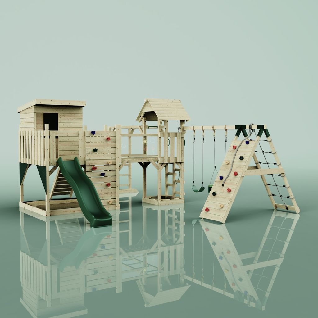 OutdoorToys Spielturm Lars aus Holz in Grün Babyschaukel