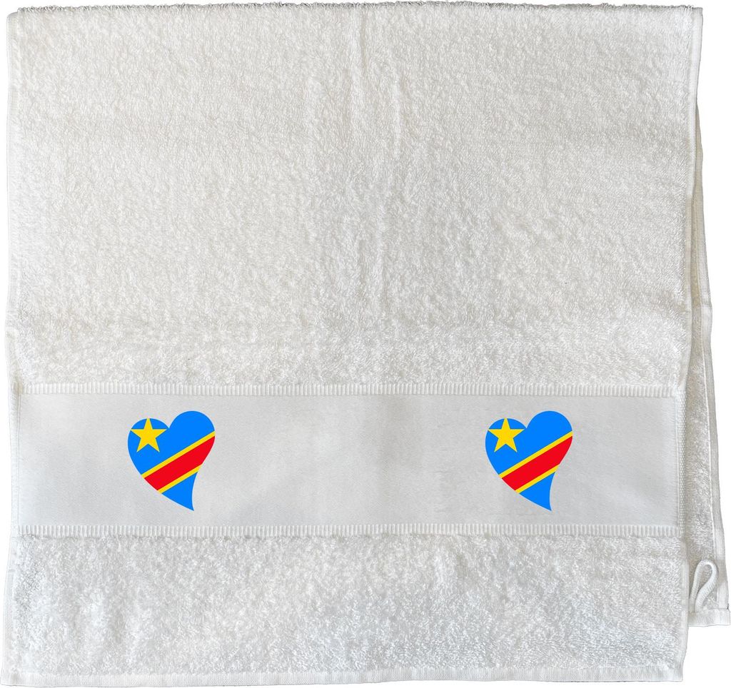 Huuraa Handtuch Kongo Flagge Herz 50x100cm White Baumwolle Handtuch Geschenkidee