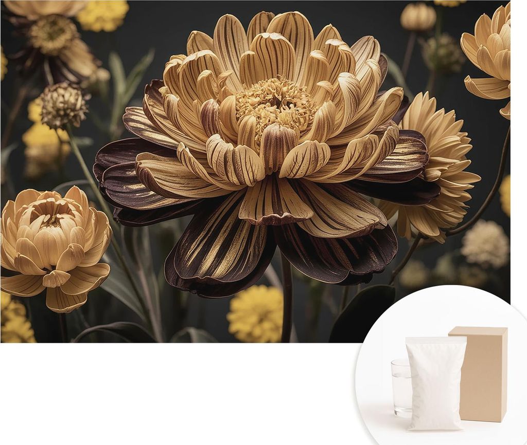 Fototapete - Wandbilder für Wohnzimmer - 104x70 cm - Dekorative Wandfolie - Modernes Design für Wanddekoration - Tapeten für Innenräume - Flora...