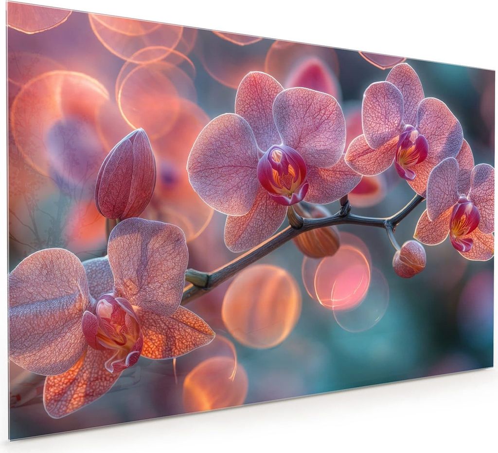 Küchenrückwand Spritzschutz Glas mit Motiv Orchidee Bokeh 40 x 40 cm