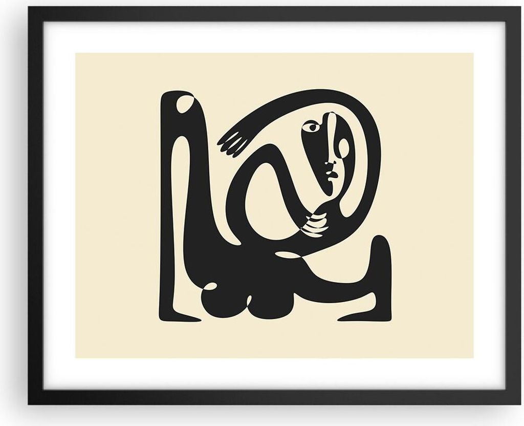 Gerahmtes Poster - Schwarzer Rahmen - Surreal Charakter Kontrast - 50x40 cm - Wand Bild - Wanddeko - Wandbilder - Kunstposter - Wandposter - Bilder...