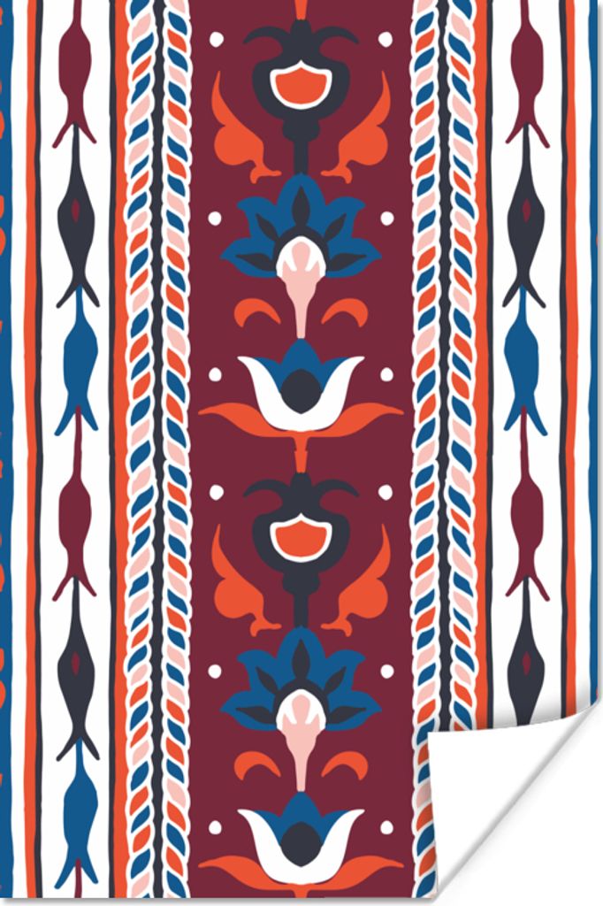 MuchoWow Poster Blumen - Muster - Pflanzen - Abstrakt - Minimalismus 40x60 cm - Plakate für die Wand - Poster Babyzimmer