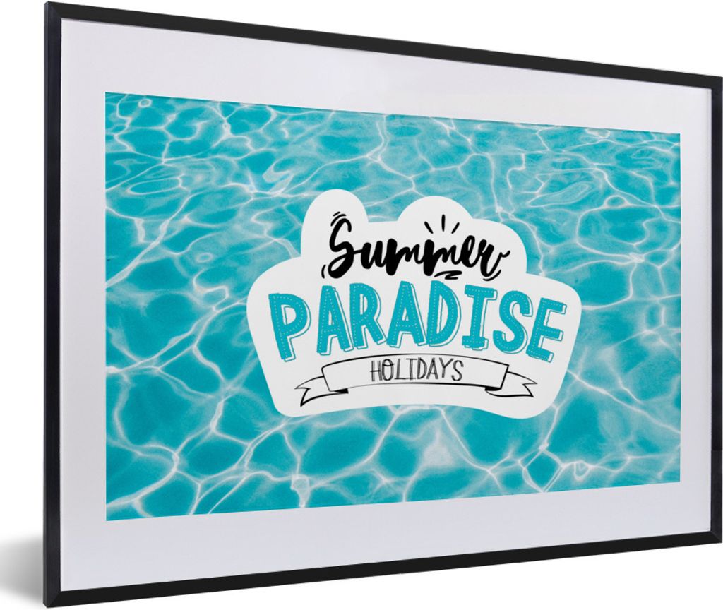MuchoWow Gerahmtes Poster Sommer - Sprichwort - Paradies 60x40 cm - Poster mit Schwarzem Bilderrahmen Wandposter Rahmen Foto Bilder - Schlafzimme...