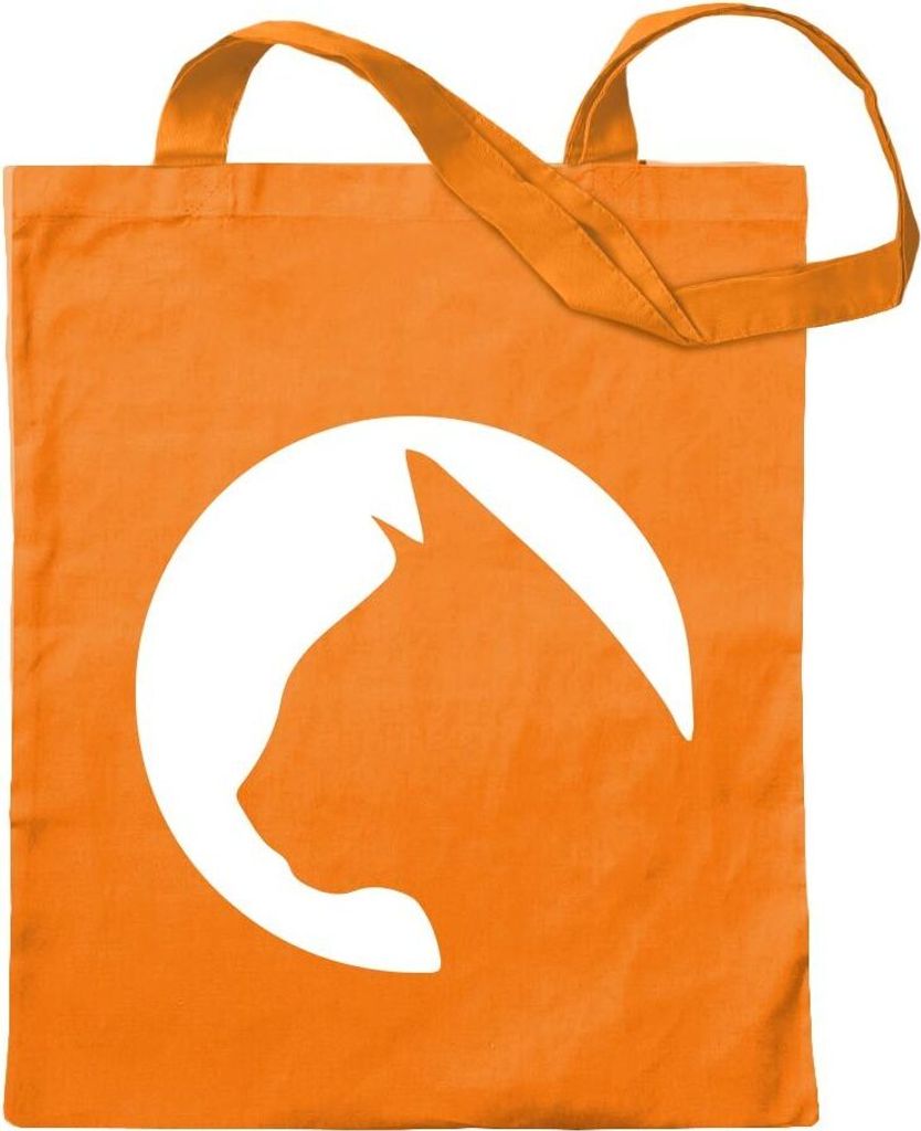 Kiwistar - Baumwolltasche - mandarin - Katzenkopf Cat Head - Turnbeutel Fun Rucksack Sport Beutel Gymsack Ziehgurt