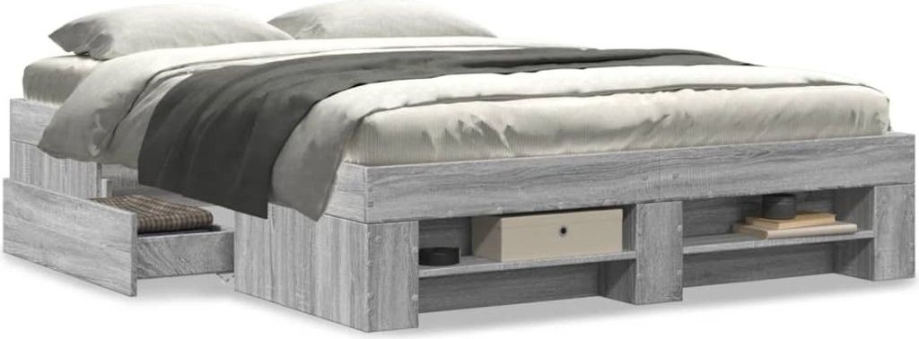 Maison Exclusive - Bettgestell Grau Sonoma 135x190 cm Holzwerkstoff