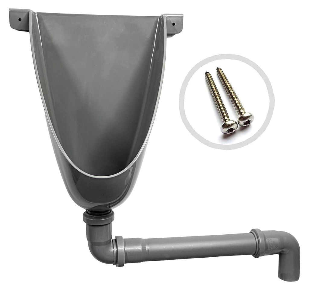 Wandurinal aus PVC, wasserlos mit Abflussrohr und 2 Edelstahlschrauben für Camping, Garten, Keller und Baustelle